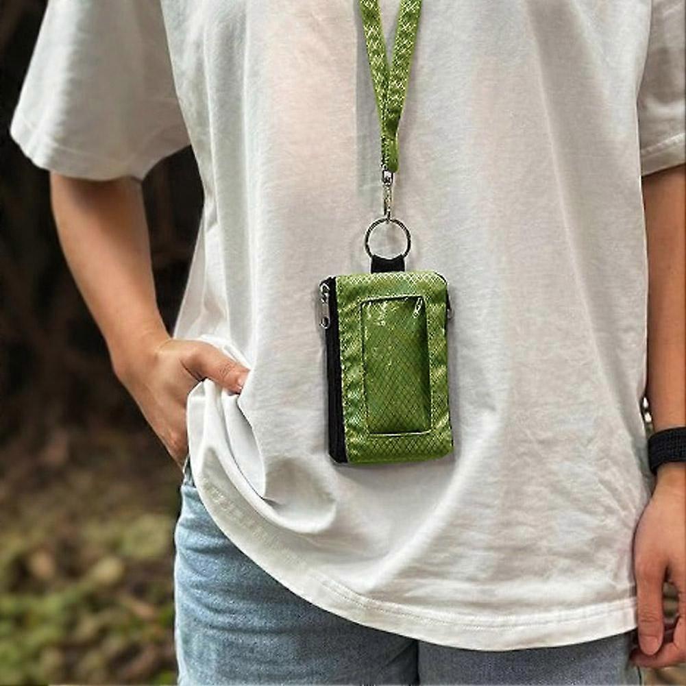 New Small Wallet With Window Waterproof ID Protection Wallet With Rope Keychain Anti-Theft Card Holder