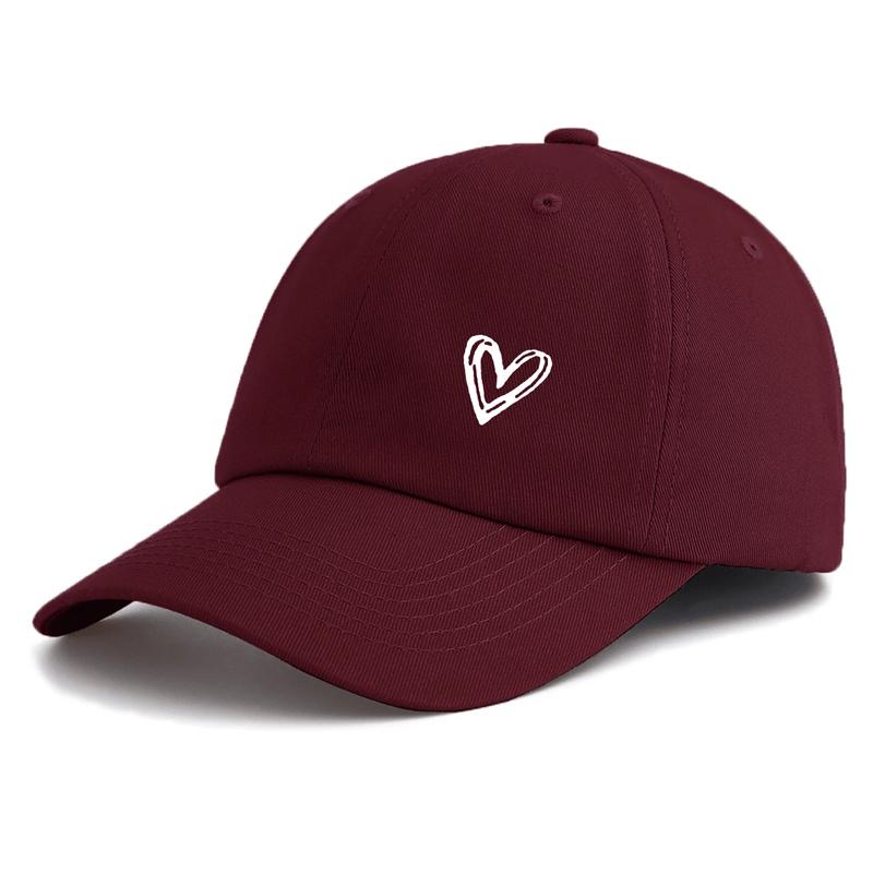 1 Pc Heart Print Baseball Cap,Classic Casual Stylish Vintage Soft Sweatband Lightweight Sun Protection Versatile Vintage Dad Hat