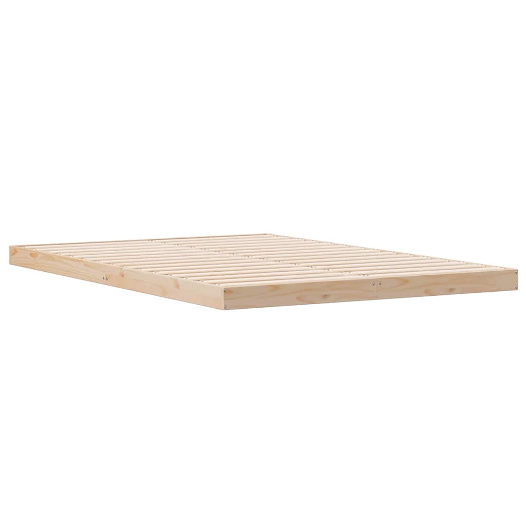 Floor Bed Frame Natural 140 X 220 Cm Solid Pine Wood