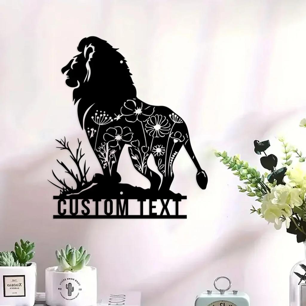 Metal Wall Art King Lion Wild Animal Home Decor Floral Gift for Men