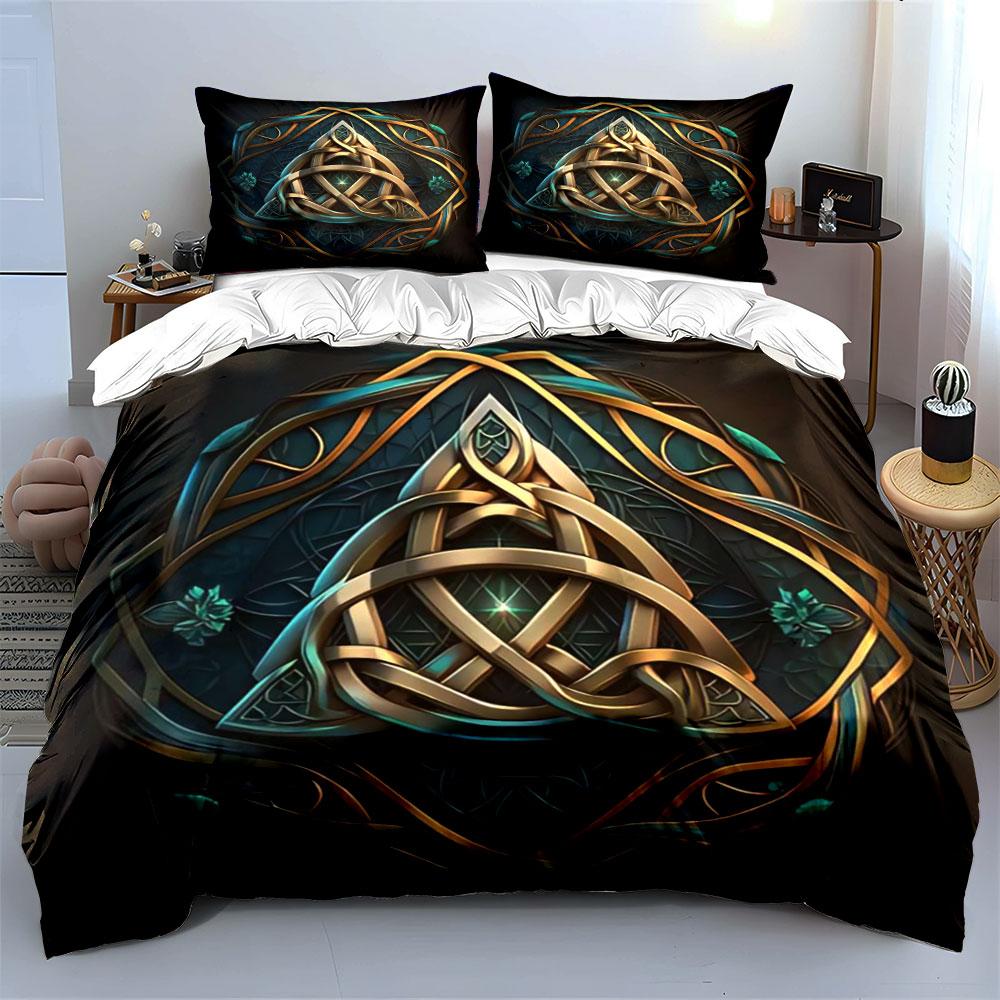 "Celtic Knot Decor Set" Bedding Set with 1 Duvet Cover 2 Pillowcases Single Double King Queen Gift