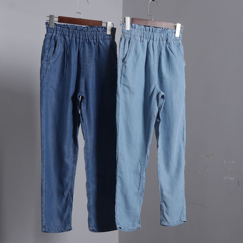 

Летние тонкие эластичные джинсы скинни экспортные джинсы из лиоцелла Dark Blue S