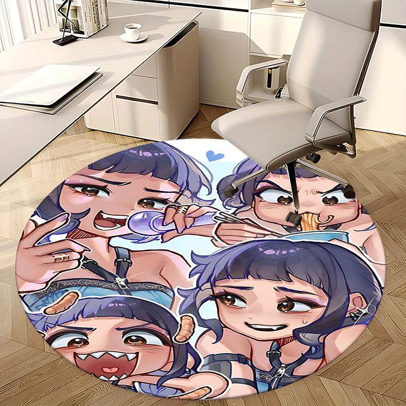 1pc Anime Design Round Carpet - Office Chair Mat, Non-Slip Rug for Home Decor, Living Room