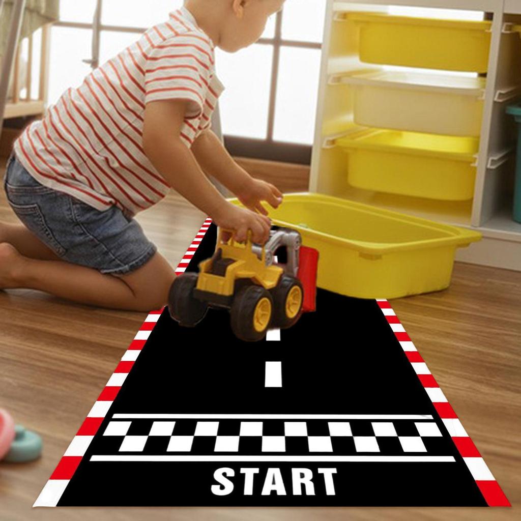 2Pcs Racetrack Floor Runner Black Car Theme Party Backdrop Gifts Photo Props Polyester Sturdy