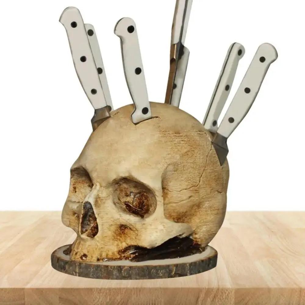 Simulated Skeleton Knife Stand Dilapidated Fruit Storage Rack Skull Knife Holder  Gift
