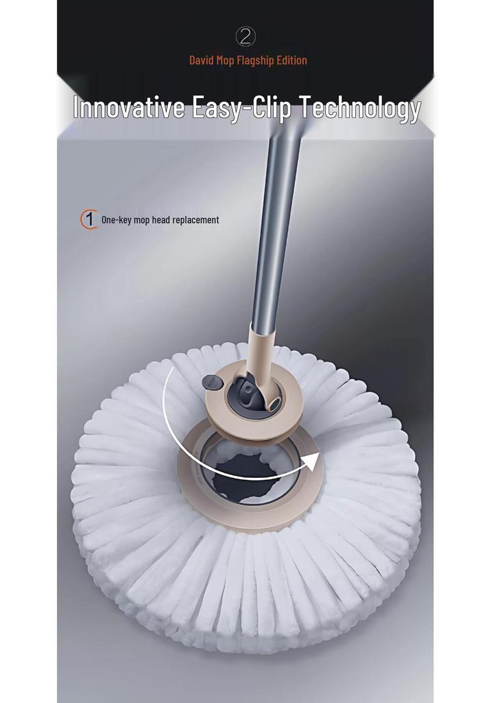 David 2026 Hands-Free Rotary Mop & Bucket - Wet/Dry Dual-Use Floor Cleaner