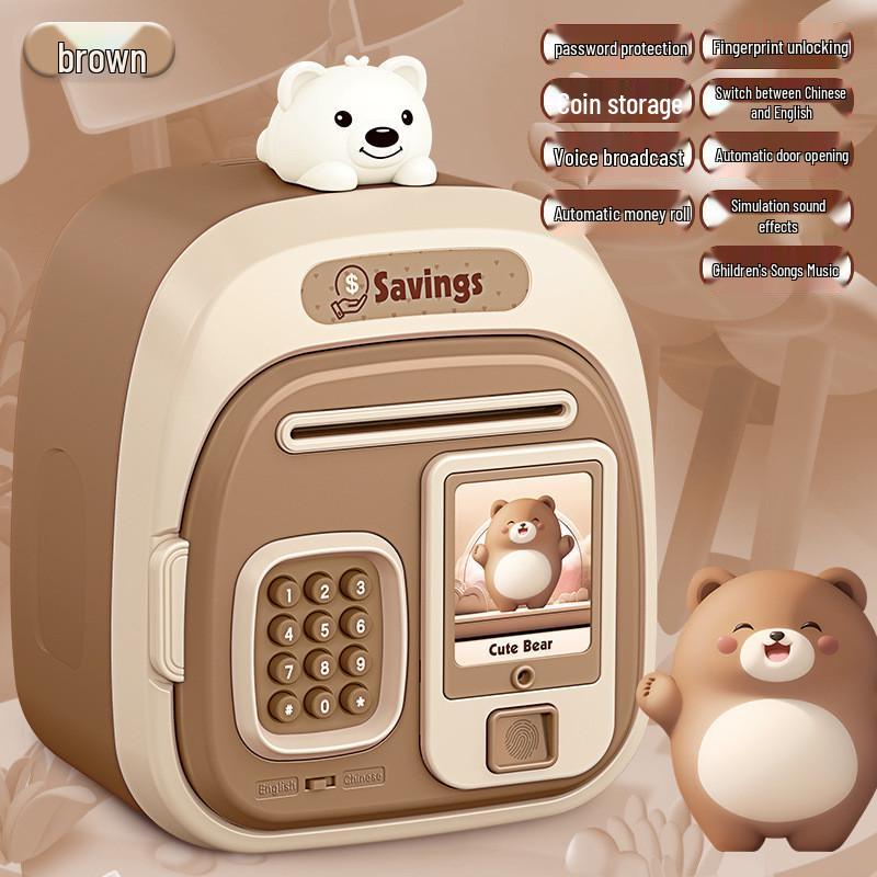 Smart ATM Piggy Bank for Kids: Face & Fingerprint Recognition, Singing Cartoon Money Box