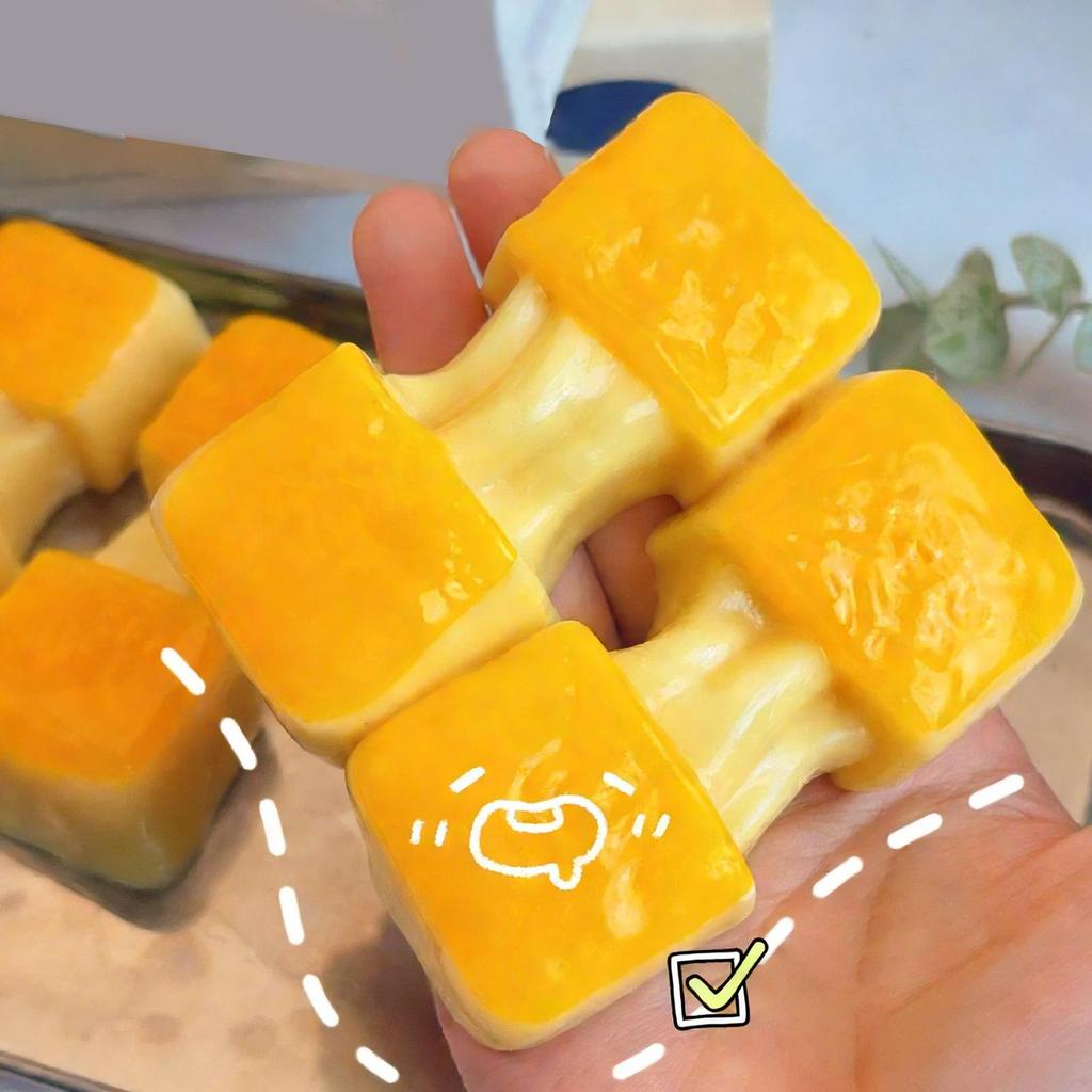 Squeeze Toys Yellow Brushed Rice Cakes Imitation Silicone Soft Sticky Bags Stretchy Food Bread Desserts Fidget Toys For Kids