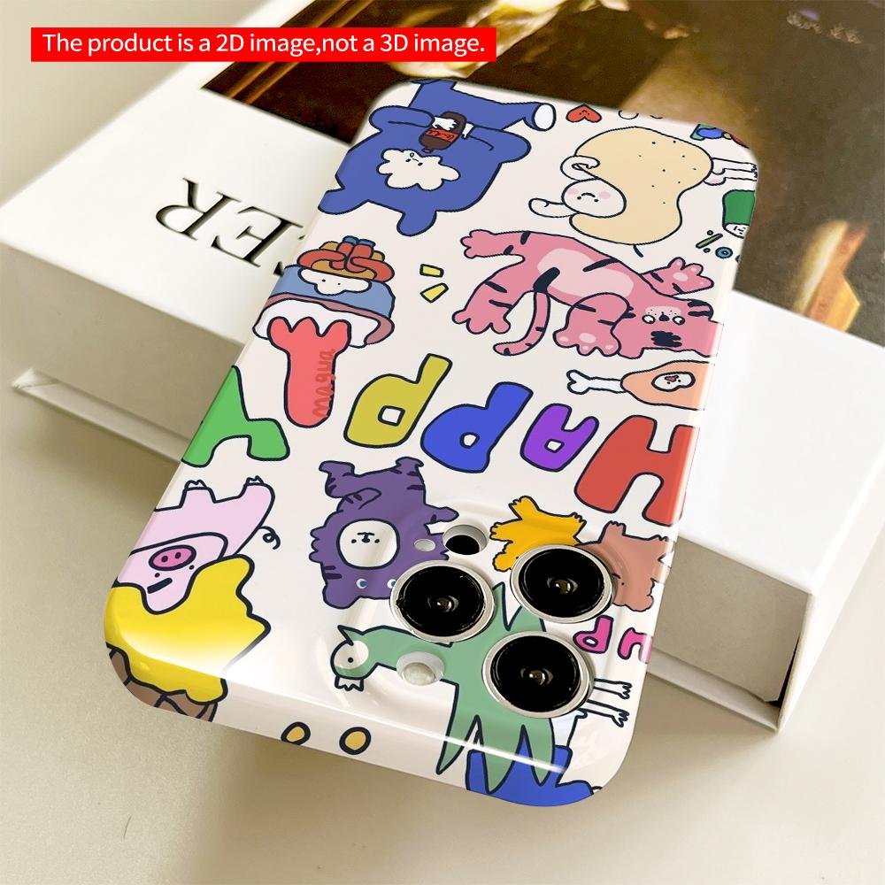 Colorful Happy Animals Phone Case All inclusive film hard phone case, compatible with iPhone 18 Pro Max 17 16 15 14 13 12 11