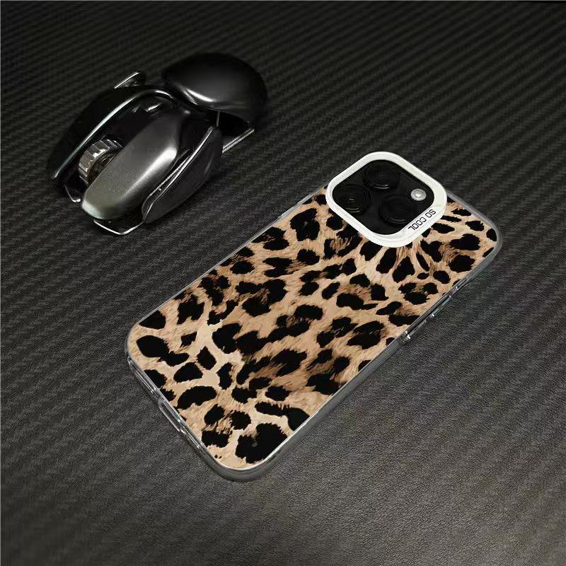 Husă de telefon cu imprimeu leopard pentru Apple iPhone 17 Pro Max, 16, 15, 14, 12, 13 - Stil european și american