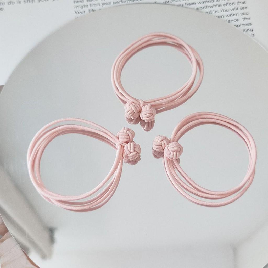Four-Strand Chinese Knot Headband Hair Tie - Simple Button Knot Rubber Band for High Ponytails