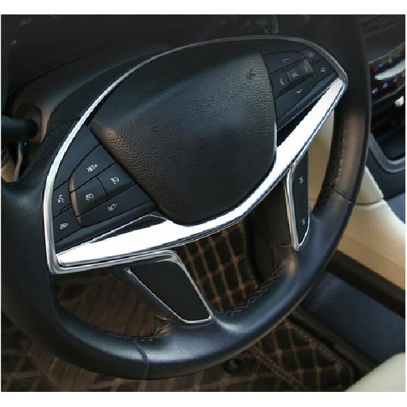 Fit For Cadillac CT6 2016- Steering Wheel Strip Cover Trim 1PC Chrome Steel
