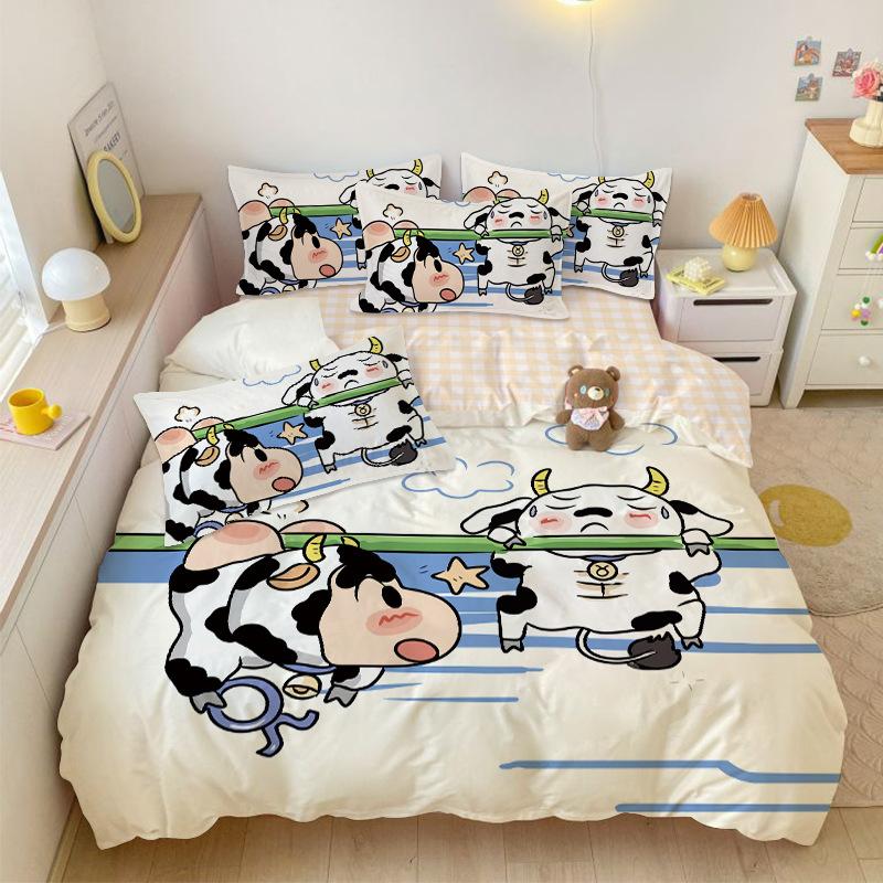 Boy Girl Crayon Shin-Chan Bedding Set Pillowcase 2/3/Pcs Shin-Chan Duvet Cover Adult Children Gift Single Double Large Size