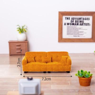1Pcs 1:30 Scale Portable Brown Flocked Miniature Sofa Model For Doll House Decor Mini Living Room Furniture Pretend Play High Quality Toys