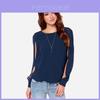Premium Quality Women's Long Sleeve Cold Shoulder Fashion Loose Shirt Tops In Vibrant Colors