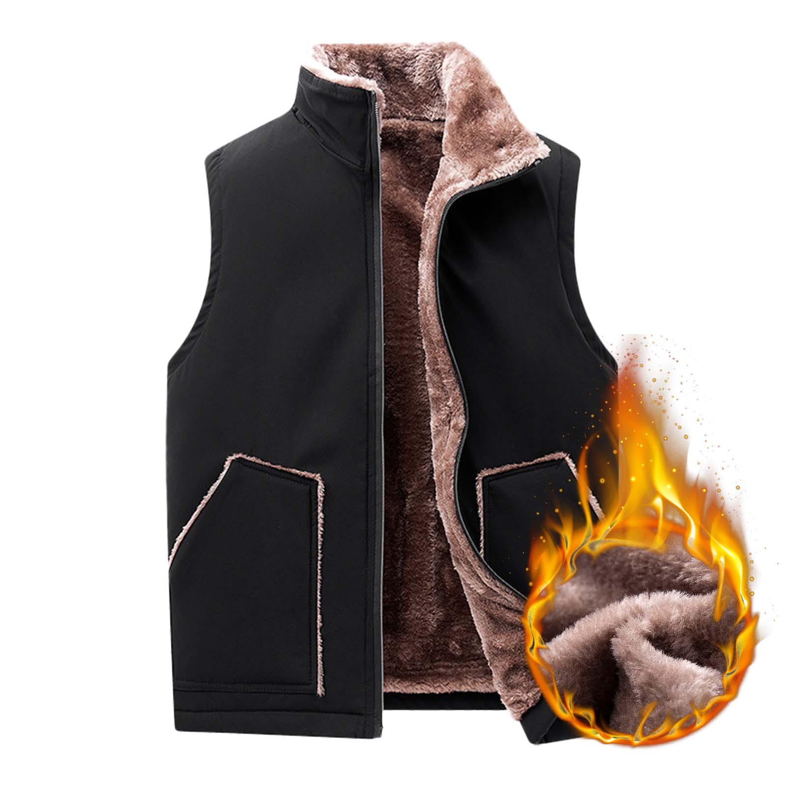 Мужской повседневный зимний теплый жилет без рукавов на молнии — фото 7