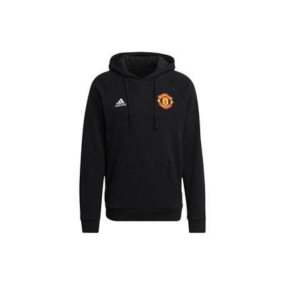 adidas Felpa con Cappuccio da Calcio con Logo Ricamato Manchester United Uomo Top Nera GR3909