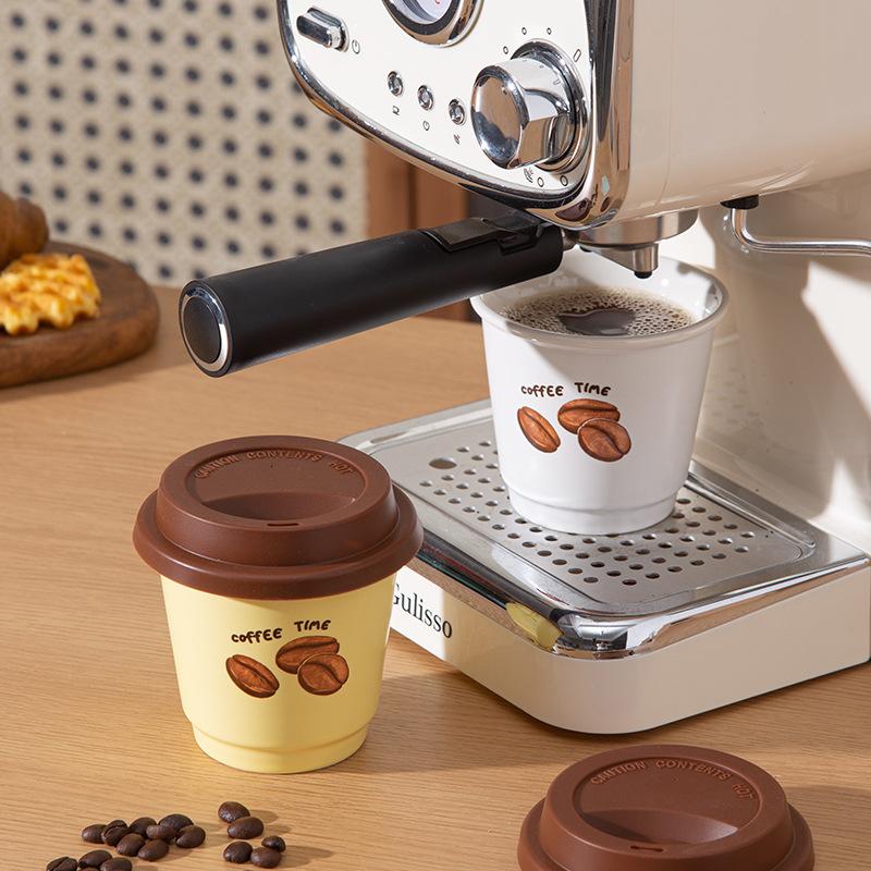 Coffee bean small hand ceramic mug with lid niche high value coffee water cup outdoor office drinking cup