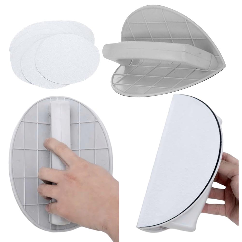 Sanding Sandpaper Tool Self-Adhesive Handheld Sander Kit Semi-Circular Internal Corner Sandpaper Grinding Tool with 10 Sandpaper