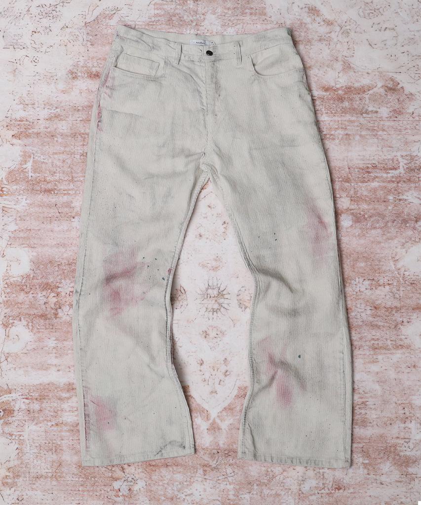 AREUBAN Painted Corduroy Flare Pants_Dirty Ivory