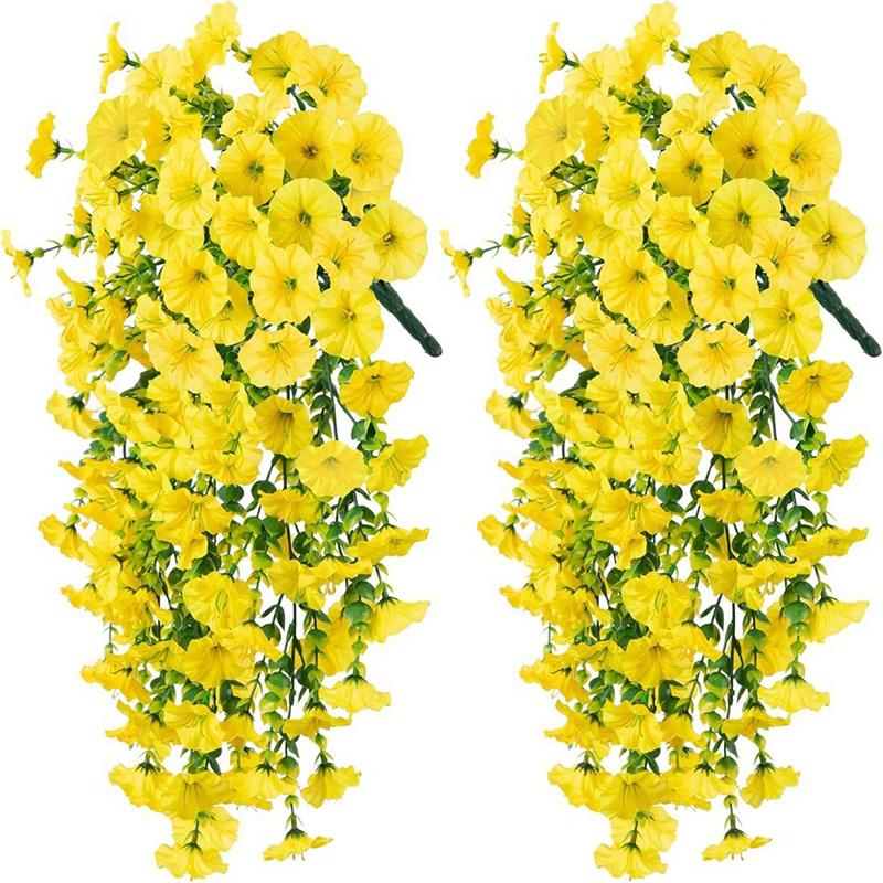 1/2Pc 75cm White Artificial Morning Glory Wall Hanging Faux Violet Plants Hanging Flowers Vines for Home Garden Wedding Decor