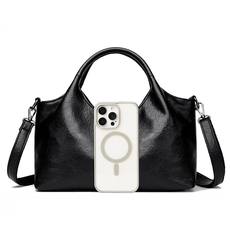 Ladies' Single-shoulder Crossbody Bag, Large-capacity Hand-held Women's Bag, Urban Simple Soft Leather Mom's Big Bag