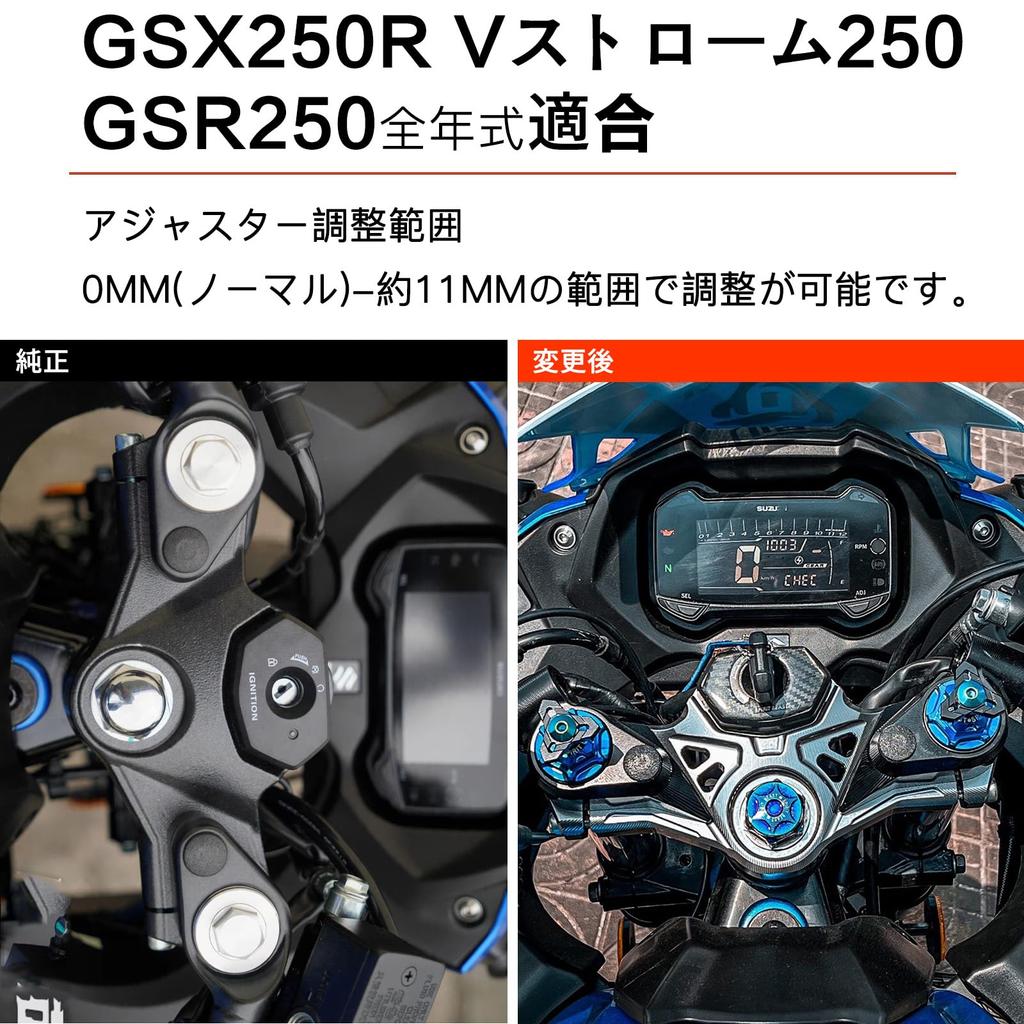 LEDISHUN Initial Adjusters (Left and Right Set) for Suzuki GSX250R, V-Strom 250, and GSR250 (All Models) (Black)