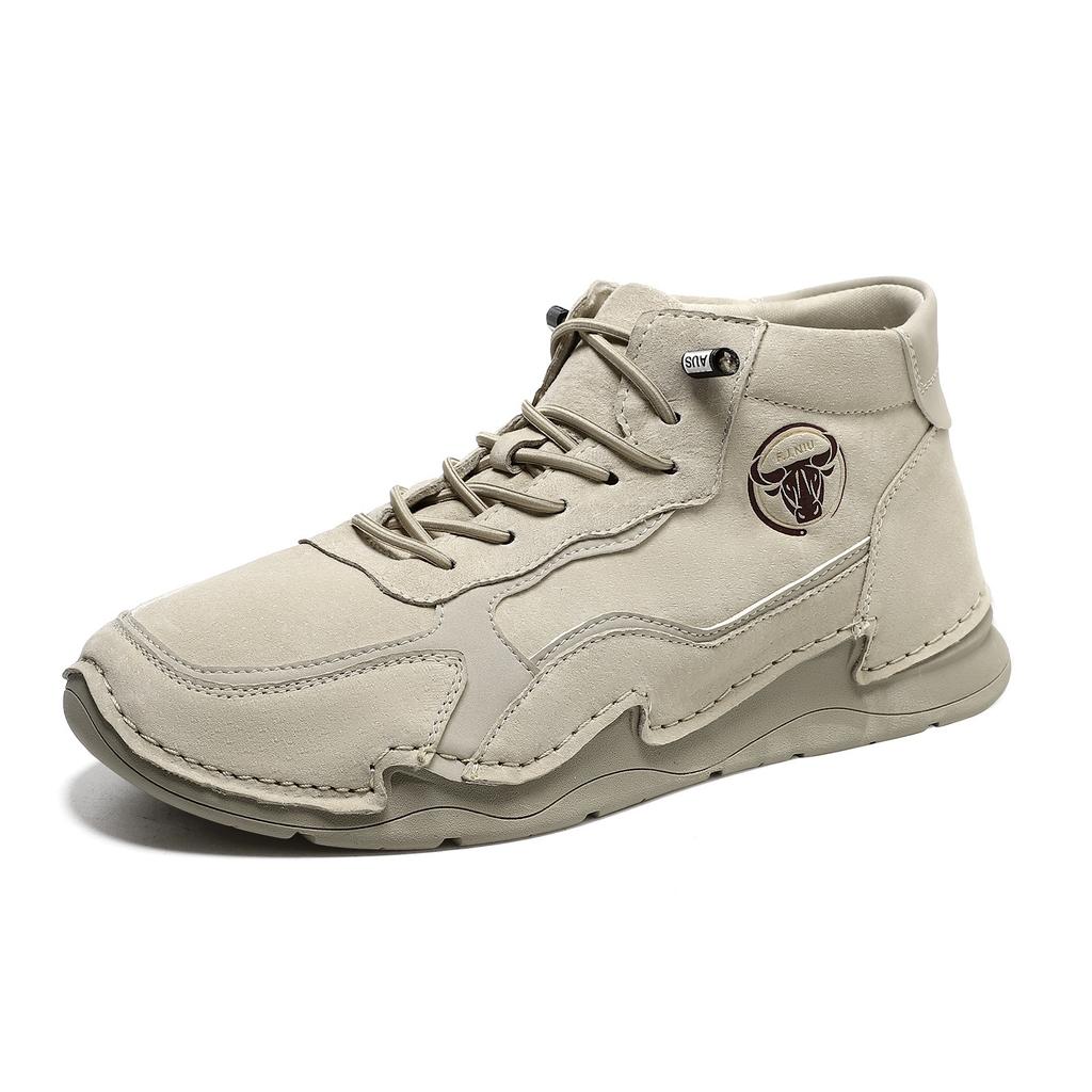 2025 Spring and Autumn Middle Help Outdoor Casual Shoes Leather Popular Men's Martin Boots 2025 Wear-resistant Non-slip Short Boots Men