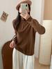 Women's Merino Wool Pullover: Soft, Loose Knitwear with Zipper Half-High Neck, Perfect for Autumn/Winter Layering.