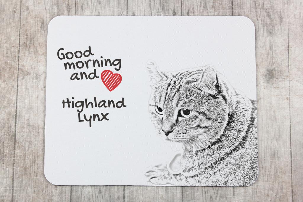 Highland Lynx - Art-Dog markasından baskılı mouse pad, kişiselleştirilmiş kedi pedi, ofis çalışanı için benzersiz bir alet
