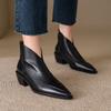 Fashion 2024 New Autumn Women Boots Genuine Leather Women Shoes Pointed Toe Ankle Boots Modern Ladies Shoes Chelsea Western Boots