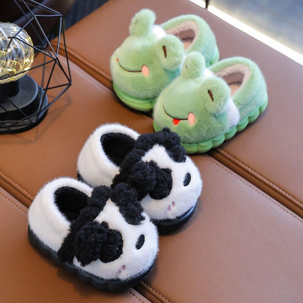 Thickened Children's Cotton Slippers Plush Kids Winter Warm Booties Kids Plush Shoes  Girls Boys
