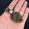 Ammonite Fossil 999 Copper Wire Wrapped Pendant, Handmade Gemstone Jewelry Pendant For Memorial Day