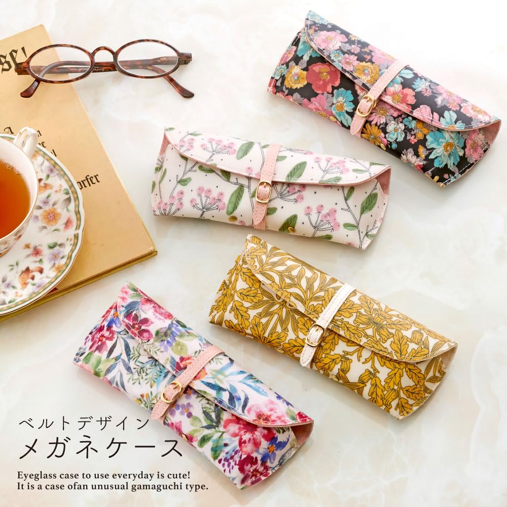 LC Eyeglass Sunglasses Floral Stylish Made In Fine Navy [Cyalel Yahata] Women's Case, Case, Lightweight, Print, Gift, Japan,