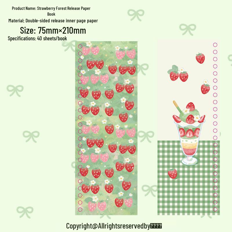 CaiCaiXuanXuan Double-Sided Illustration Notebook – Strawberry Forest Matcha Parfait Design