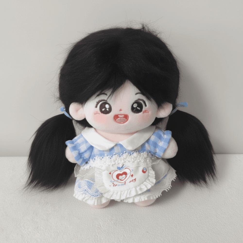 Plaid Dress 10cm Cotton Doll Clothes Cute Suit Doll Clothes Outfit Mini with Apron Doll Dress Up Set Doll Accessories