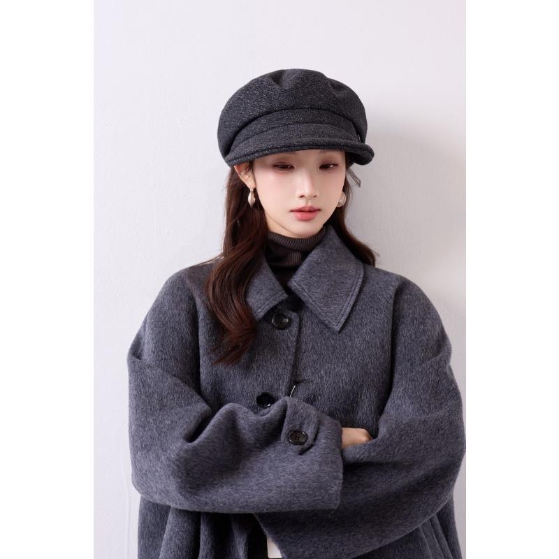Damen S Herbst Winter Vintage Newsboy Baseballkappe Große Gesichtsformende Mütze