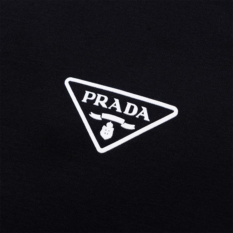 PRADA T-Shirts Men's Black Crew Neck Moderate UJN656-13MQ-F0002