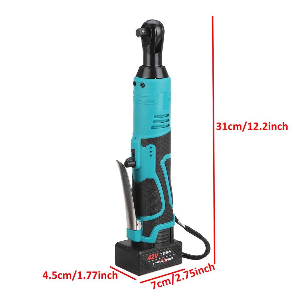 42V 3/8"" Rechargeable Cordless Electric Wrench 110-240V 80N.m Power Tool Electric Ratchet Wrench with 2 Lithium-Ion Battery Charger Kit