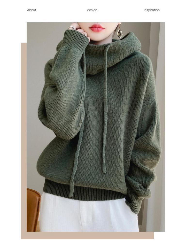 Women's Long Sleeve Pile Collar Sweater Knitted Pullover Oversized Jumper Tops