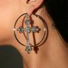 Retro Bling Crystal Cross Hoop Earrings Punk Aesthetic Luxury Korean Fashion Ears for Women Punk Jewelry Y2K Cool Stud Earrings