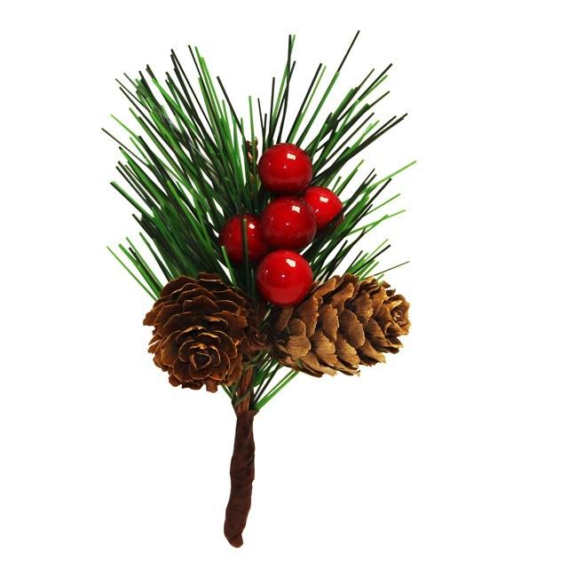 Christmas Cuttings Pine Needles Pine Cones Flower Branches Accessories Simulation Red Fruit Gift Box Decoration