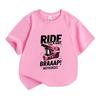 Kids Boys Girls 100% Cotton Crew Neck Short Sleeve T-Shirt, Funny Ride Like A Girl Braaap Motocross Dirt Bike Graphic Casual Tee Top For Youth