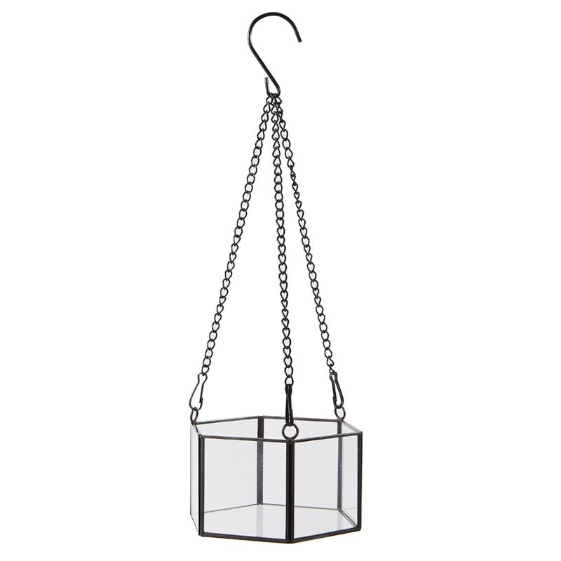 

Современный подвесной стеклянный террариум геометрической формы шестиугольника суккулентный воздушный держатель для растений контейнер настенный цветочный горшок X3UC чёрный