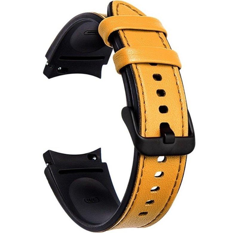Leather Strap for Samsung Galaxy Watch 4/5/6/7/FE 40/42/43/44/45/46/47mm, Yellow