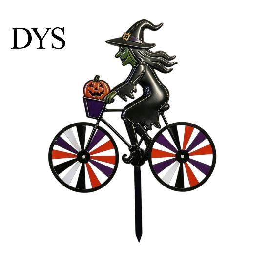 Decorative Stakes for Flower Beds Halloween Wizard/Ghost/Black Cat/Skeleton Bicycle Ground Stake Ornament, Metal Garden Stakes, Gift Lovers
