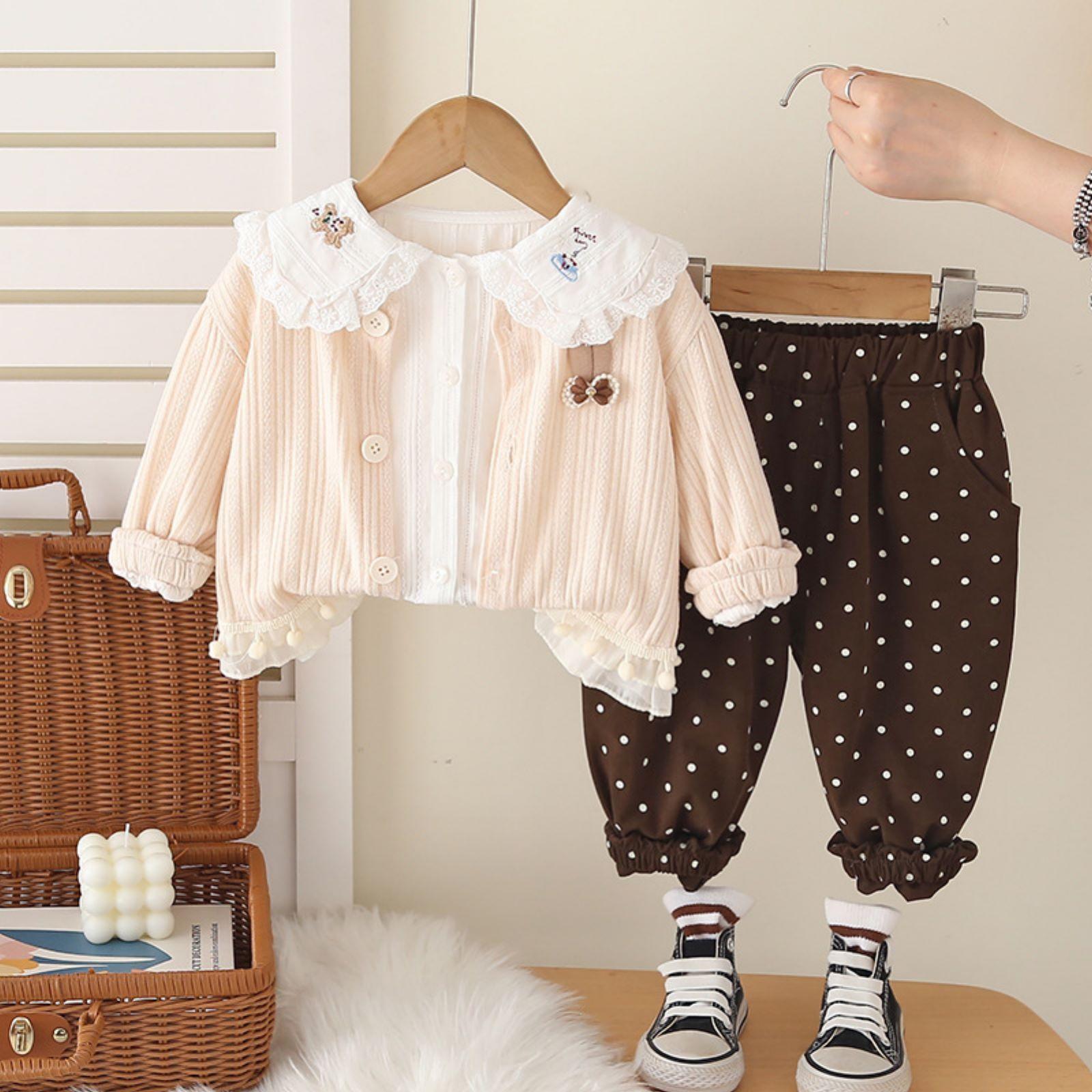 

Kids Casual Long-Sleeve Set, Comfortable Daily Wear Outfits 100