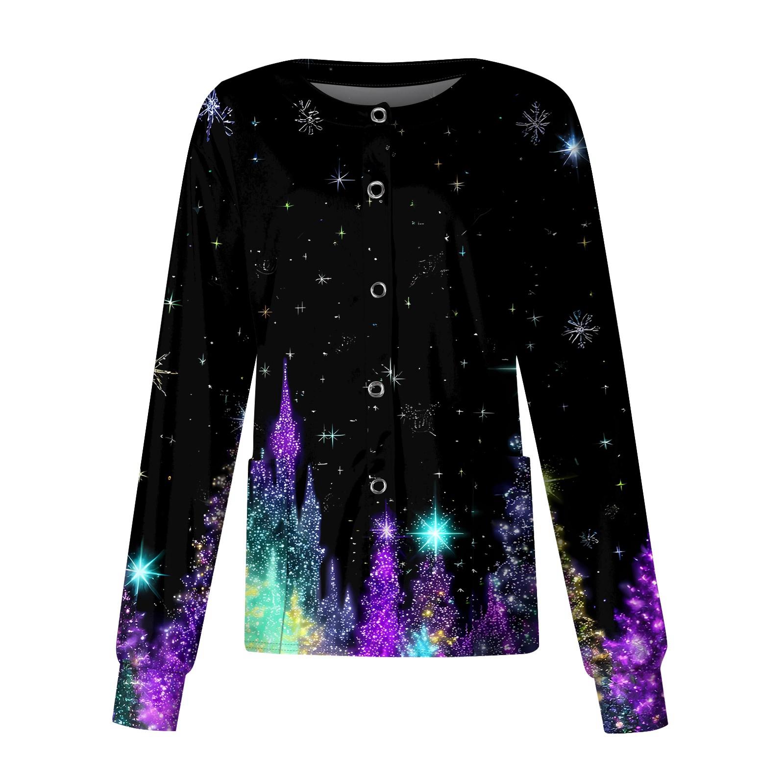 

Женский повседневный однобортный однобортный защитная одежда с рождественским принтом и длинными рукавами, кардиган, топ XXXXL