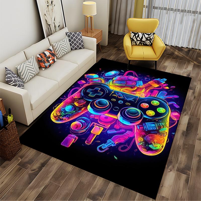Colorful Neon Gaming Controller Carpet for Living Room Decor Suitable for use as an anti-slip for living room bedroom sofas
