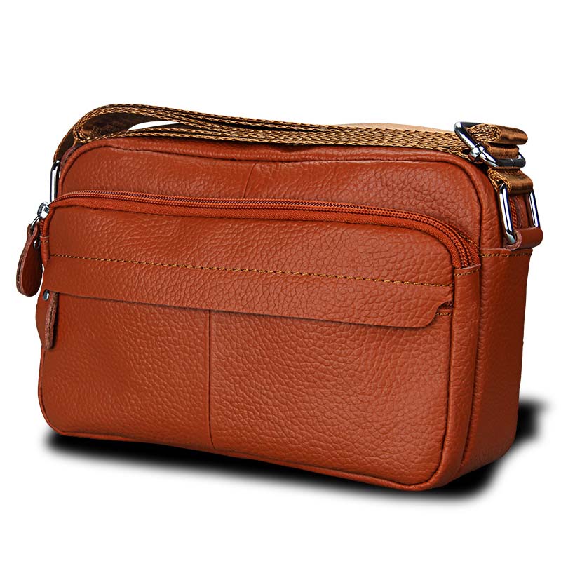 Genuine Cow Leather Women Handbags Single Shoulder Bag Zipper Messenger Bags Soft Phone Pocket High Quality Crossbody Female Bag